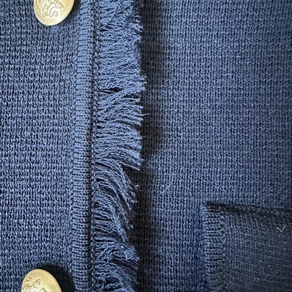 Bloomingdale’s 100% wool black blazer – gold buttons, fringe trim, Petite Small - Picture 4 of 7